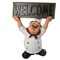 KiaoTime 15016C Italian Chef Figurines Kitchen Decor with Welcome Sign Board Plaque Home Kitchen Restaurant Decor 8"